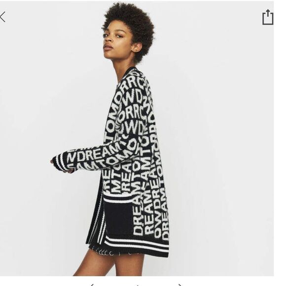 MAJE Maison Lettered Dream Tomorrow  Oversized cardigan - Picture 6 of 7